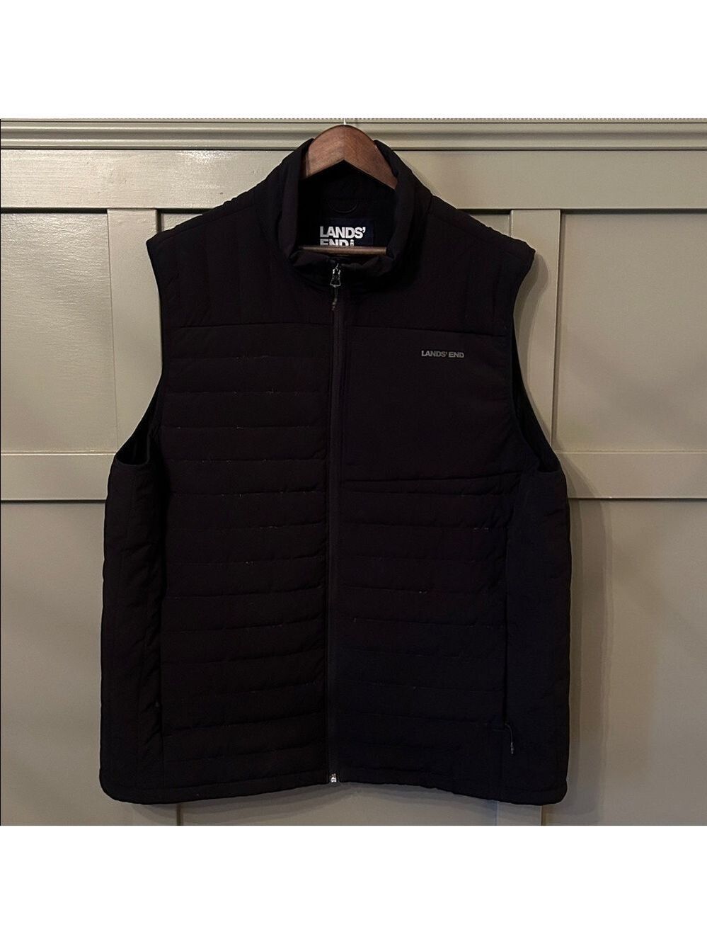Lands' End Full Zip Down Puffer Vest Lightweight Black Size XXL Tall